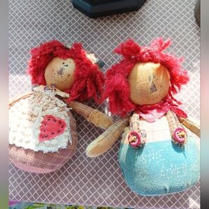 Raggedy Ann & Andy folk art weighted dolls.